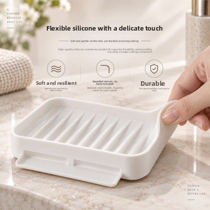 Silicone Suction Soap Holder Quick Dry Sponge Tray Bathroom Kitchen Sink Organizer - Image 3