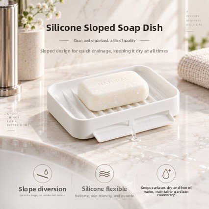 Silicone Suction Soap Holder Quick Dry Sponge Tray Bathroom Kitchen Sink Organizer - Image 2