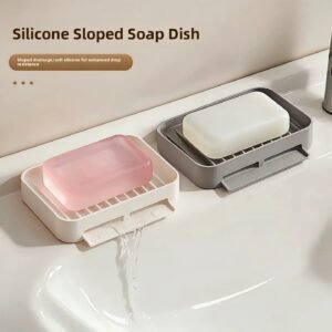 Silicone Suction Soap Holder Quick Dry Sponge Tray Bathroom Kitchen Sink Organizer